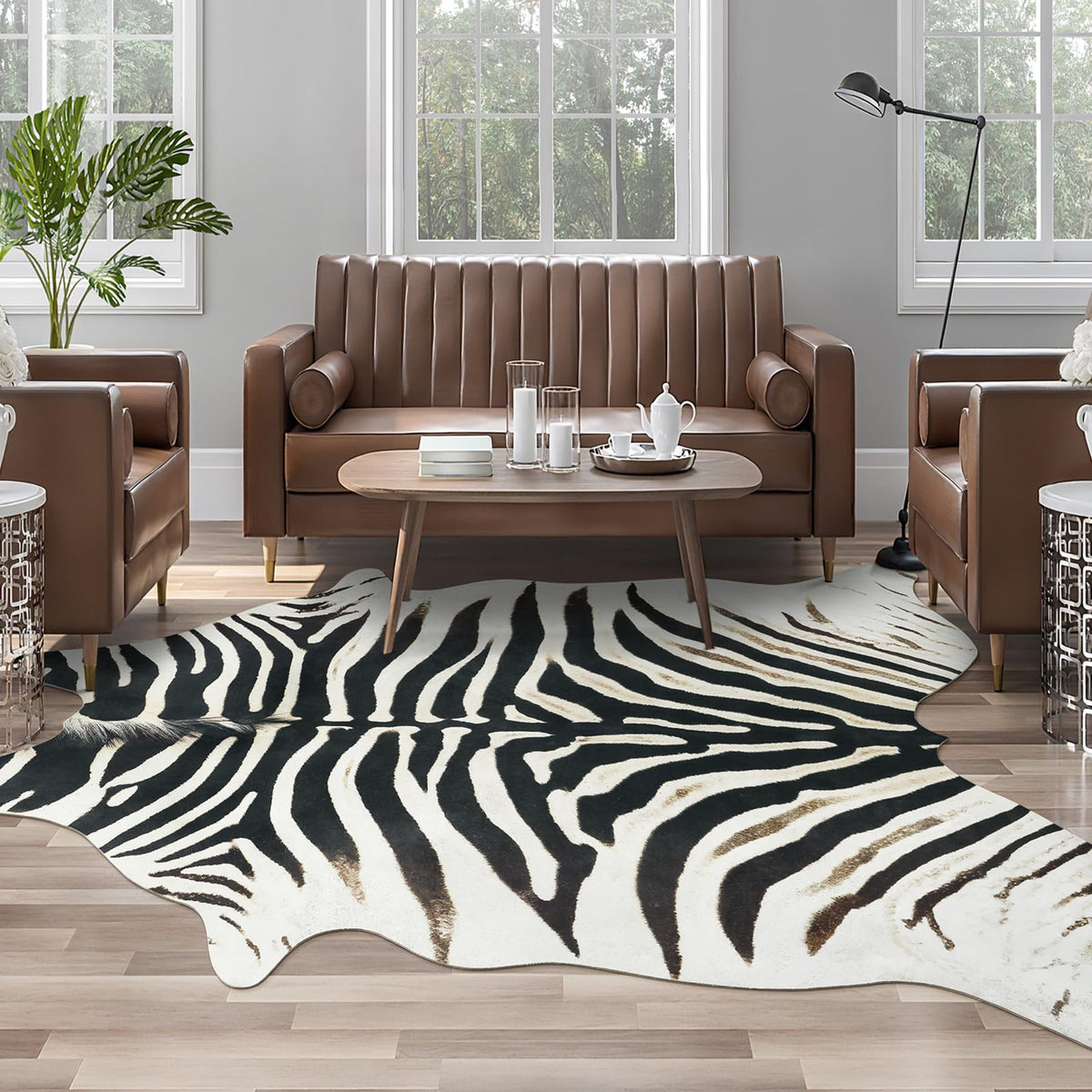 AROGAN Premium Leopard Print Rug, Faux Cheetah Rugs, Non-Slip 4.6 x 5.2 Ft