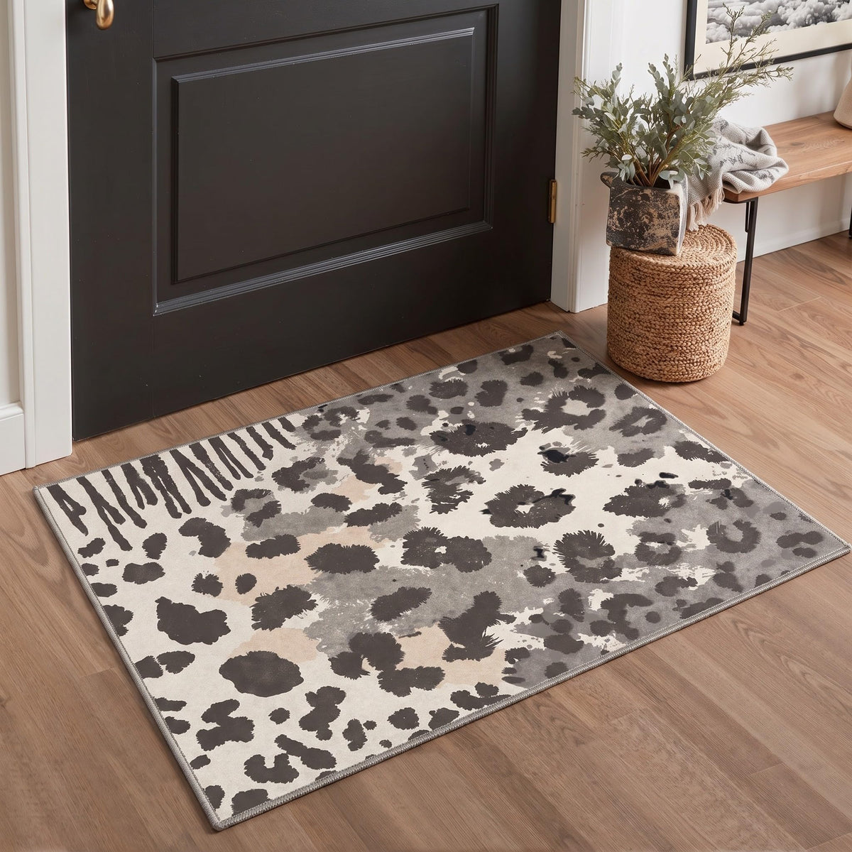 Bavni Leopard Rug 5x7 Cheetah Animal Print Rug Washable Jungle Rugs Blue