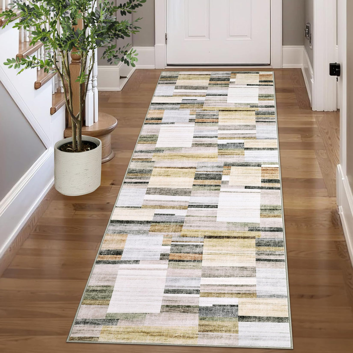 Large Living Room Rugs 8x10 Area Rugs Machine Washable Modern Geometric Neutral Rug Non Slip Low Pile Farmhouse Stain Resistant Carpet for Bedroom Nursery Classroom Dorm 8'x10' Multi