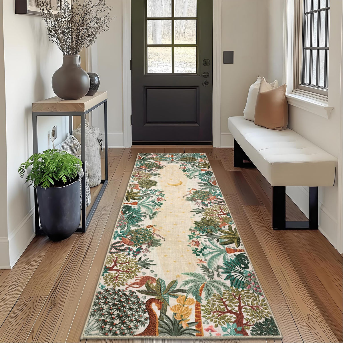 GarveeHome 5x7 Jungle Area Rug Washable Rugs for Living Room Bedroom, Soft Low Pile Non Slip Accent Floor Mat Animal Print Throw Rug Indoor Carpet Dining Room Playroom