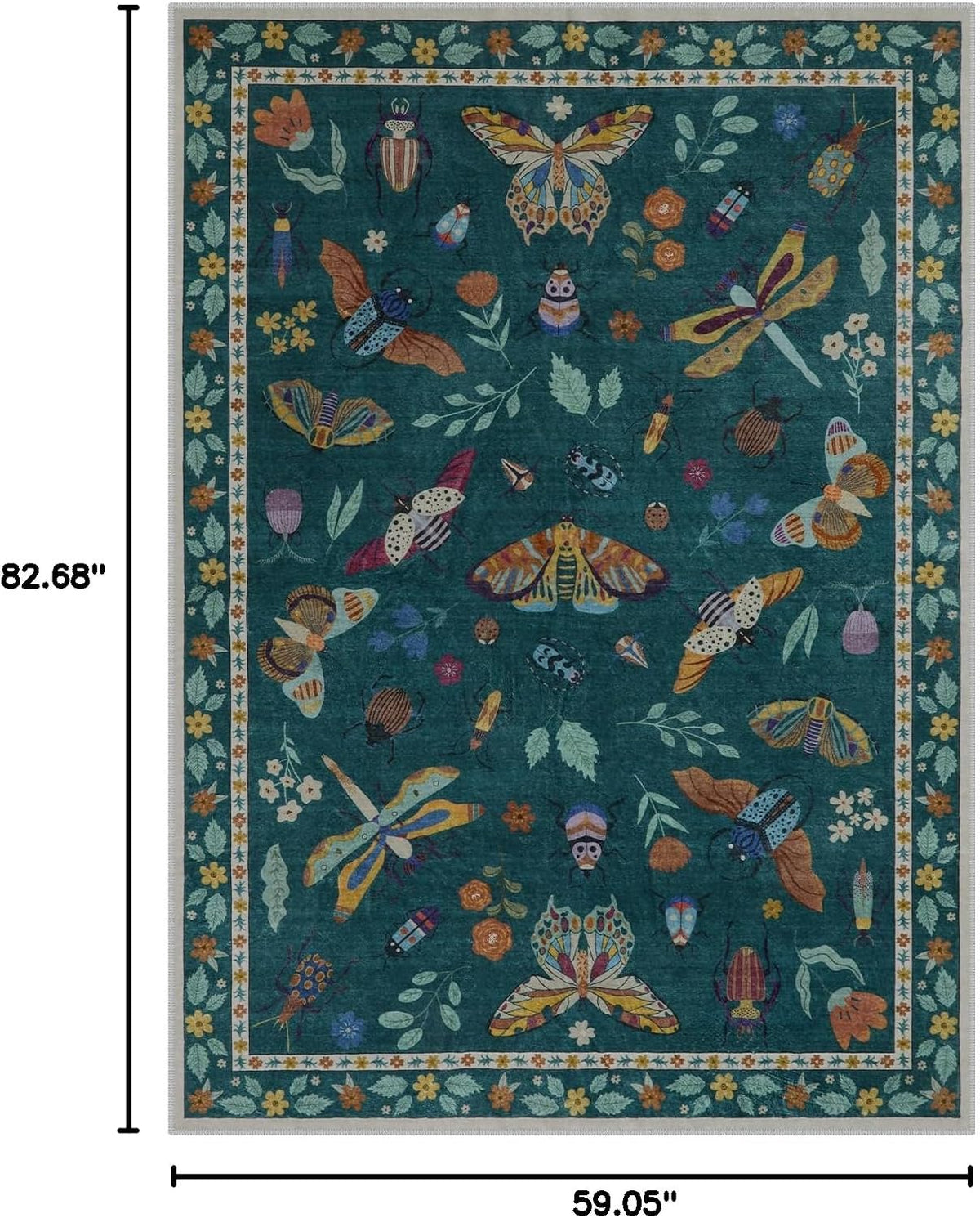Lahome Insect 5x7 Area Rugs, Soft Bug Washable Rugs for Bedroom Living Room