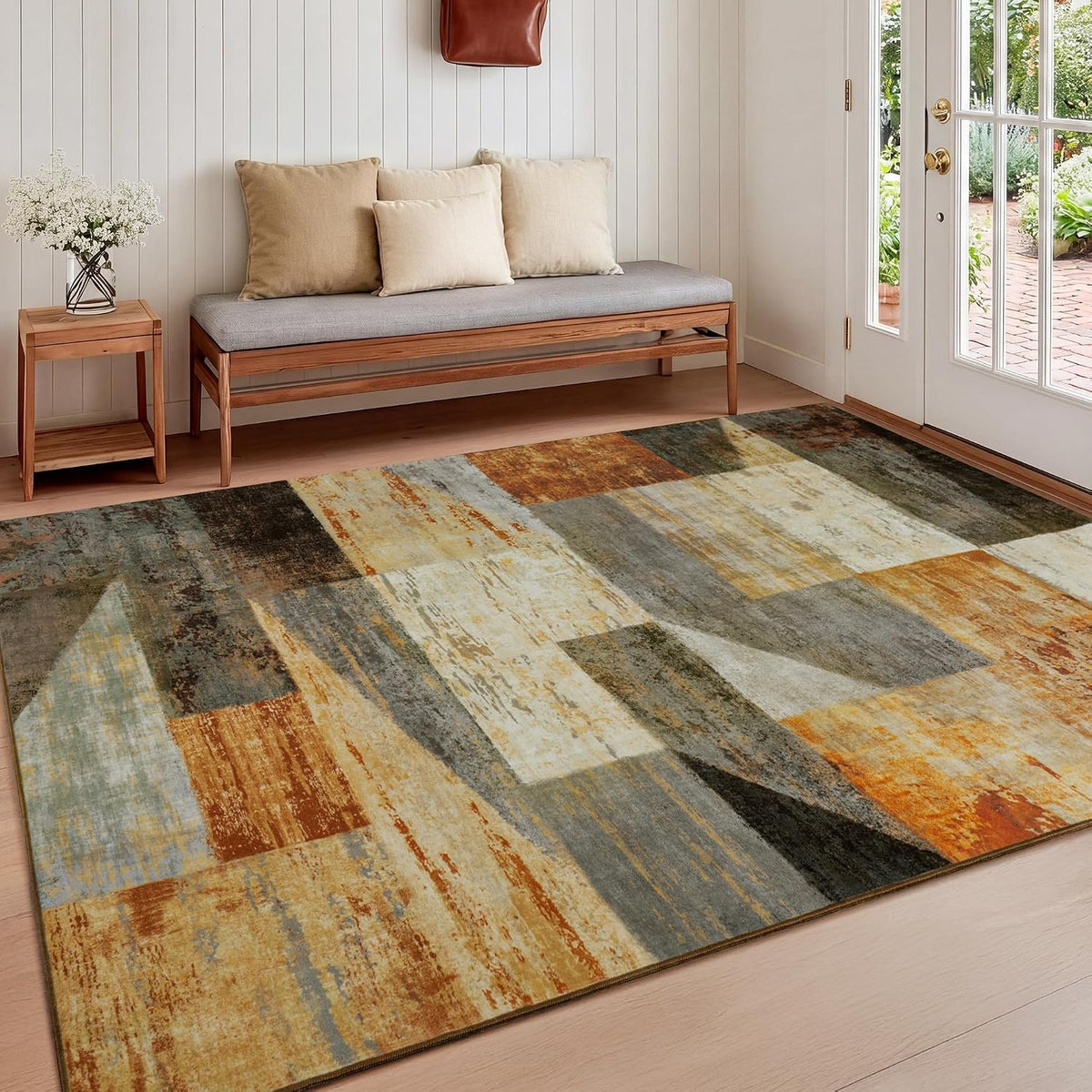 Mugorn Modern Geometric Living Room Rug, Soft Washable 4x6 Area Rug