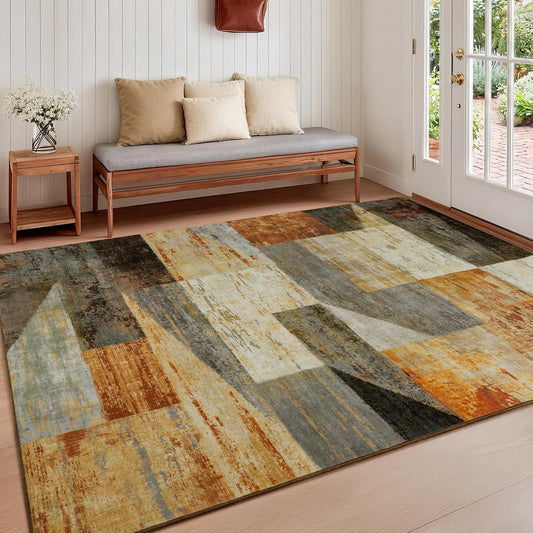 Mugorn Modern Geometric Living Room Rug, Soft Washable 4x6 Area Rug