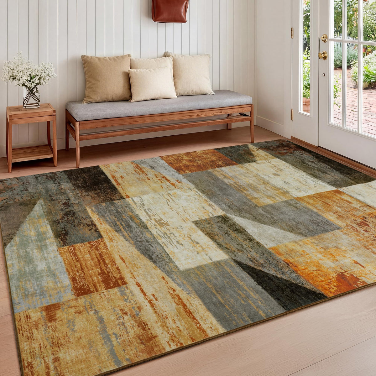 Mugorn Modern Geometric Living Room Rug, Soft Washable 4x6 Area Rug