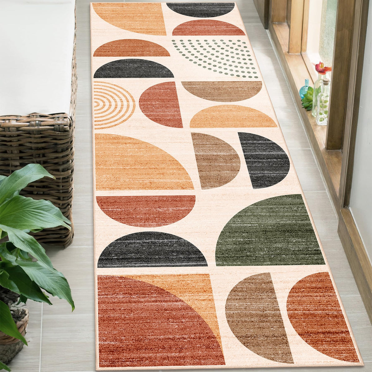 MUJOO 5x7 Area Rugs Washable,Boho Rugs Non Slip Modern Abstract Large