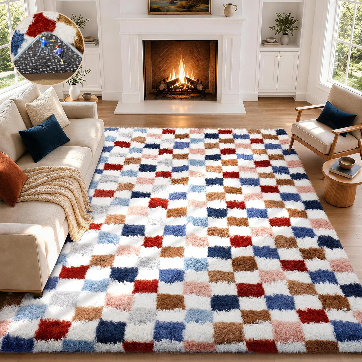 Ophanie Leopard Rugs for Bedroom Living Room, Cheetah Print Rug Fluffy Shag Large Fuzzy Plush Soft Throw,Large Shaggy Floor Faux Animal Throw 4x6 Carpets,Decor Aesthetic with Over 99 pcs Pile fibers