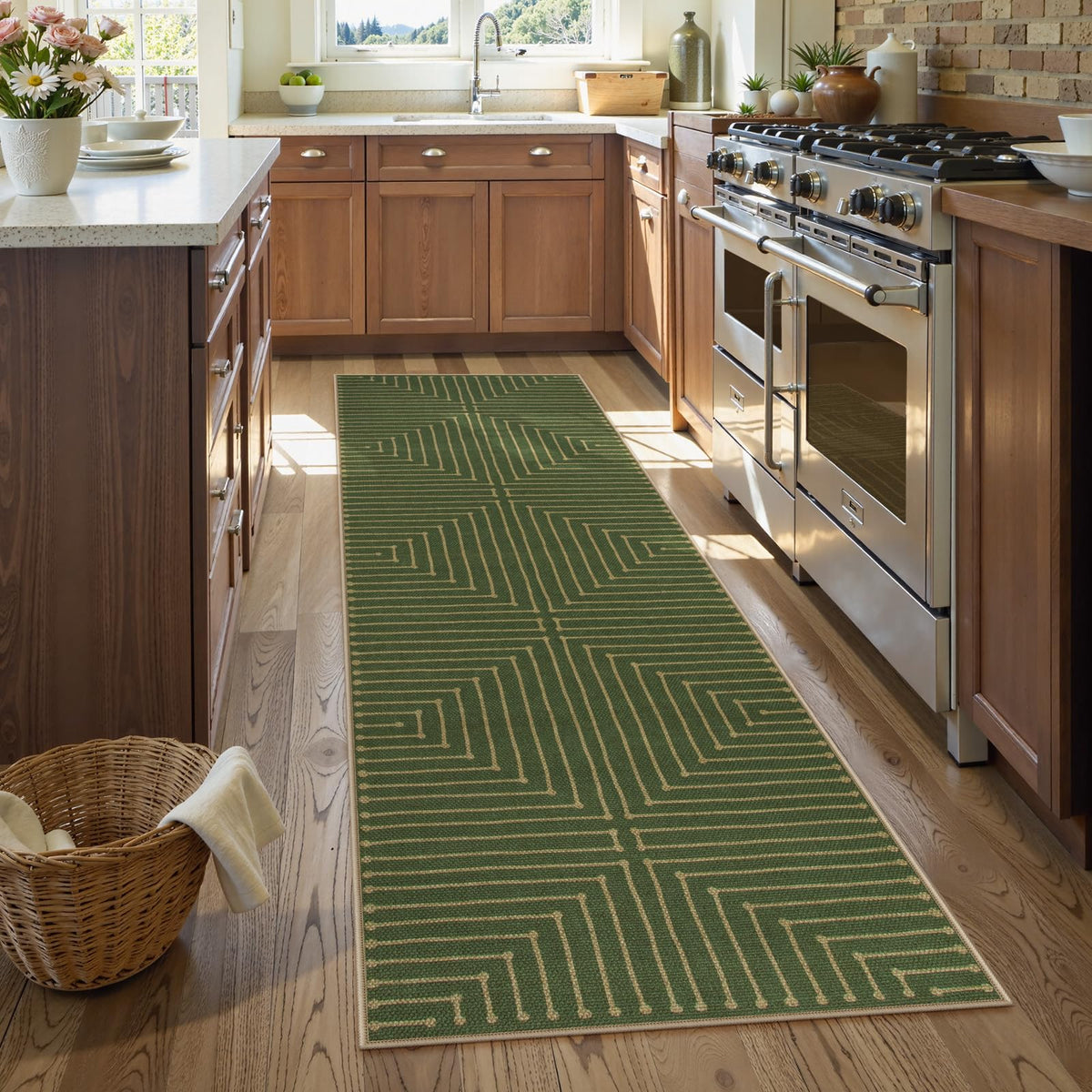 Lahome Modern Rainbow Easy Jute Carpet, Washable 5x7 Area Rugs for Living Room Patio Black Farmhouse Indoor Outdoor Rugs, Contemporary Natural Non Slip Floor Carpet for Office RV Backyard