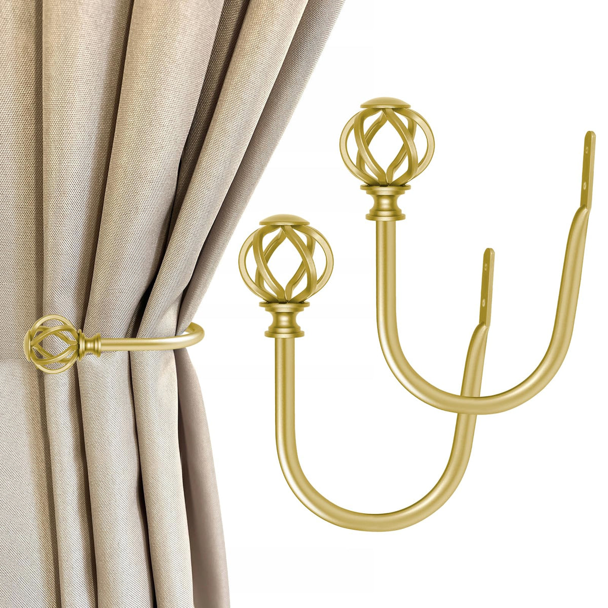 USFOOK Antique Silver Curtain Holdbacks, Drapery Tiebacks, 2 Pack/1 Pair