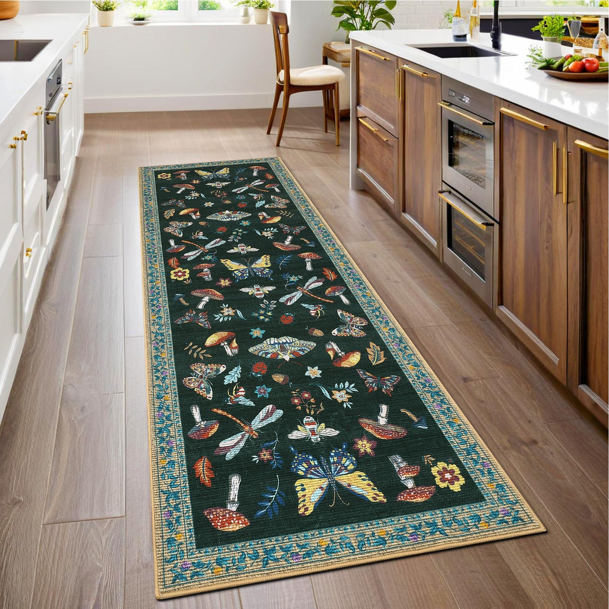 ROYHOME Mushroom Insect Washable Rug 5x7 for Bedroom Living Room Brown