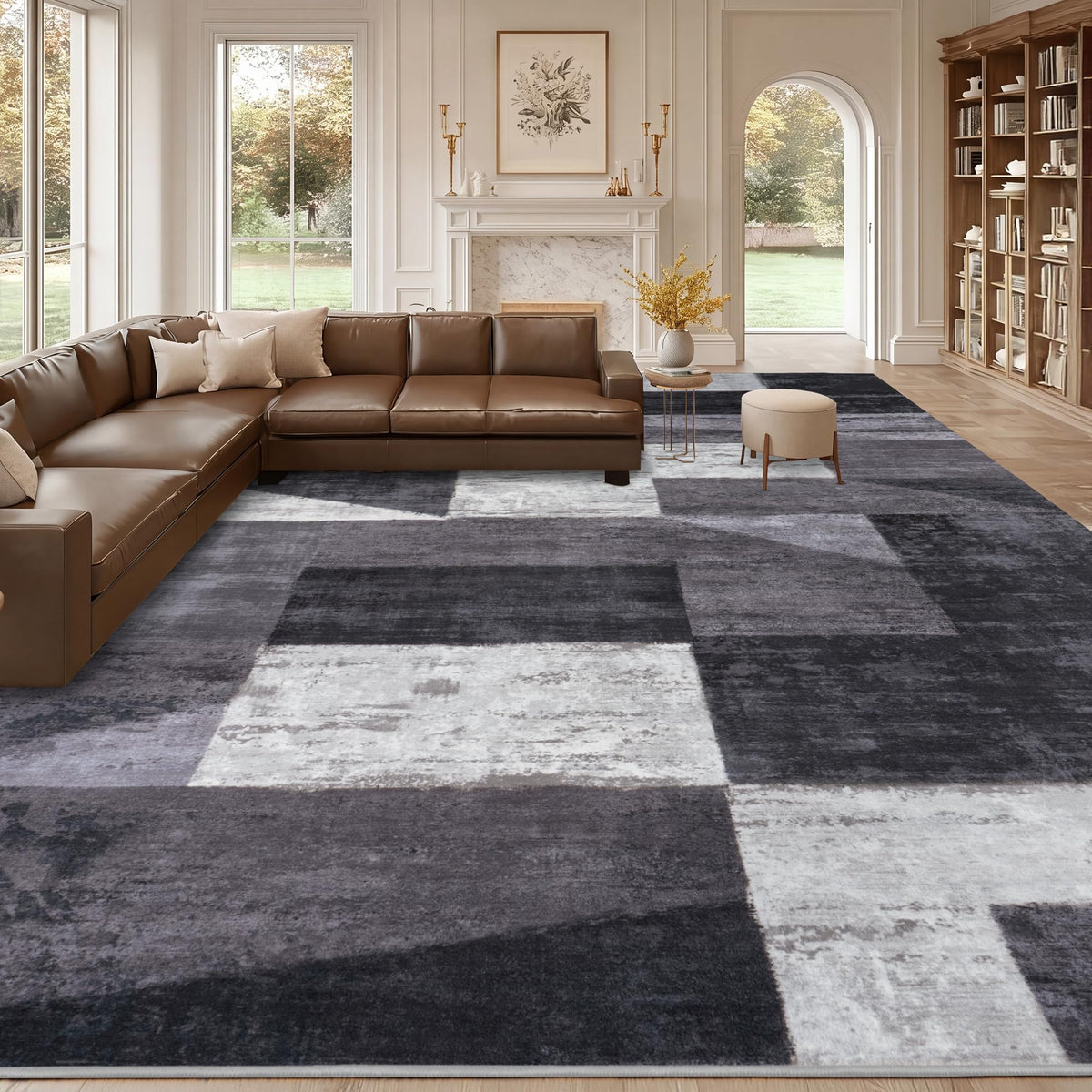 Mugorn Modern Geometric Living Room Rug, Soft Washable 4x6 Area Rug