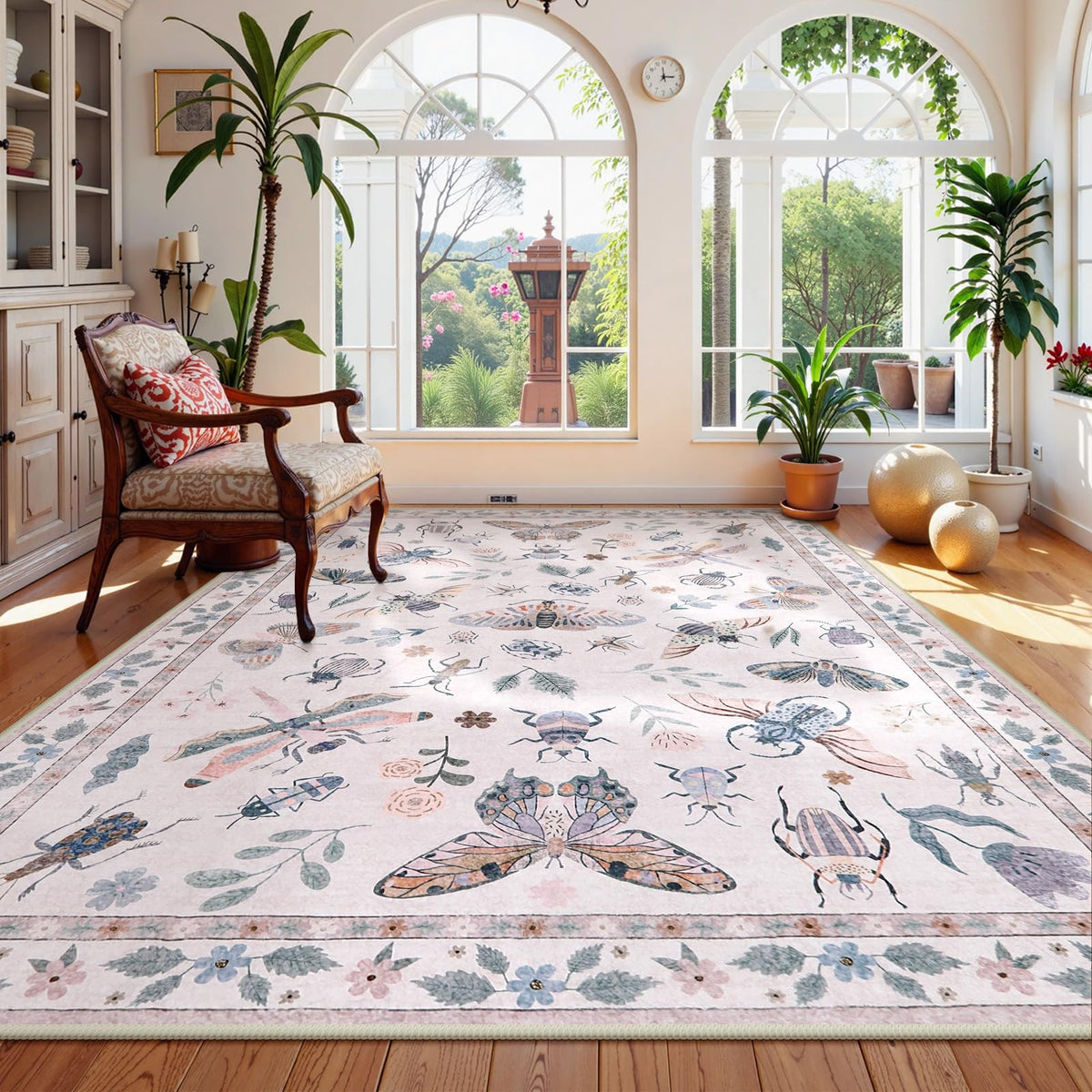 Lahome Insect 5x7 Area Rugs, Soft Bug Washable Rugs for Bedroom Living Room