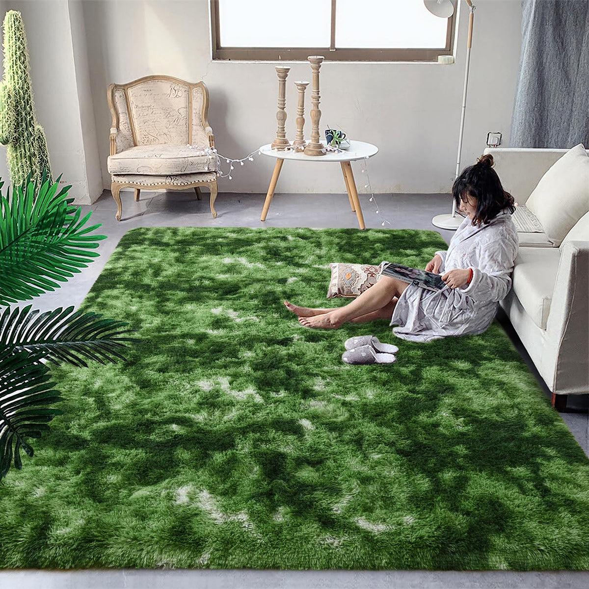 DweIke Fluffy Black White Rugs for Bedroom Living Room, 4x6 Feet Soft Plush Shaggy Cow Hide Print Girls Boys Kids Rug, Non-Slip and Machine Washable Carpet for Dorm Nursery Classroom Decor