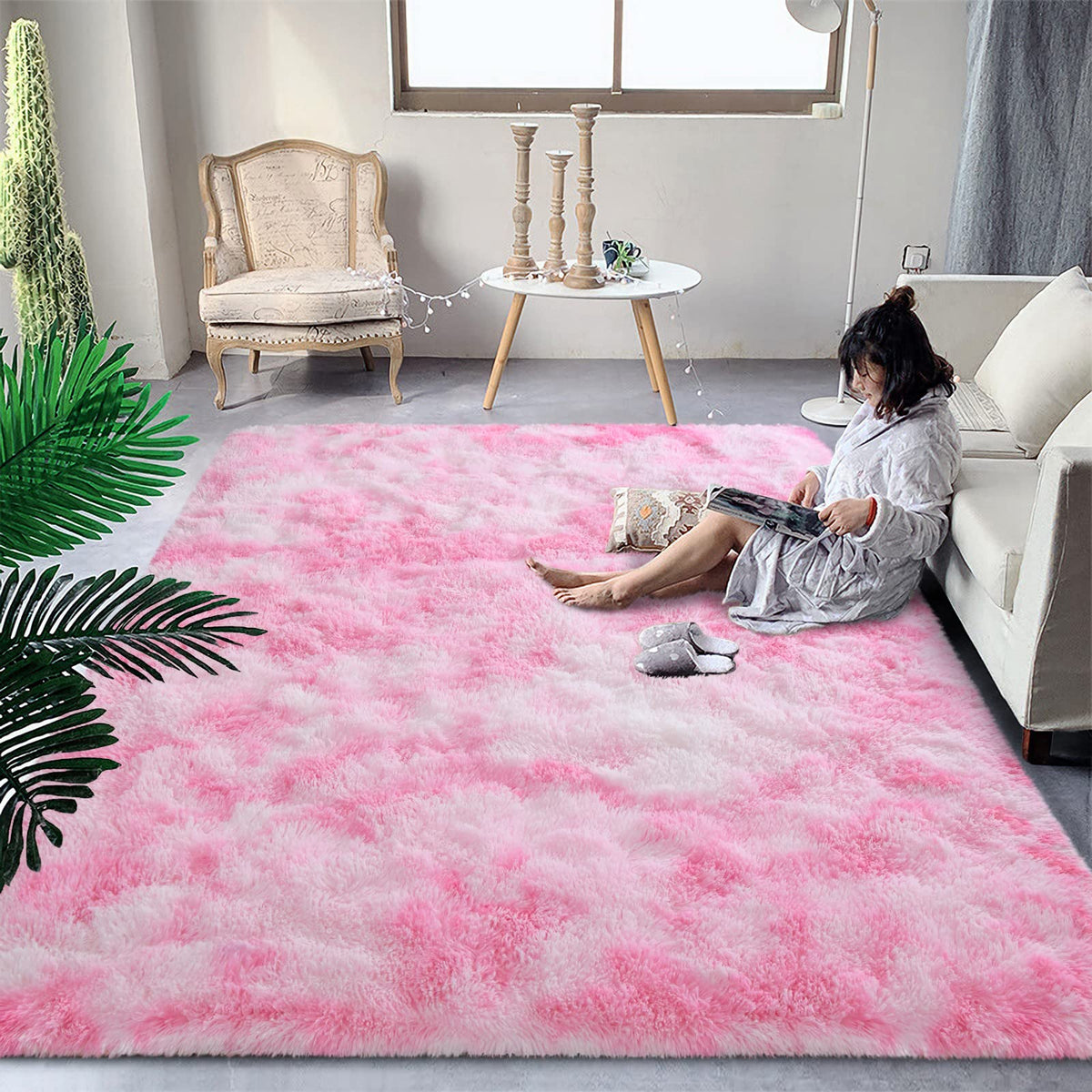 DweIke Fluffy Black White Rugs for Bedroom Living Room, 4x6 Feet Soft Plush Shaggy Cow Hide Print Girls Boys Kids Rug, Non-Slip and Machine Washable Carpet for Dorm Nursery Classroom Decor
