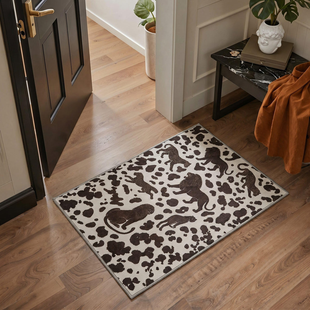 Bavni Leopard Rug 5x7 Cheetah Animal Print Rug Washable Jungle Rugs Blue