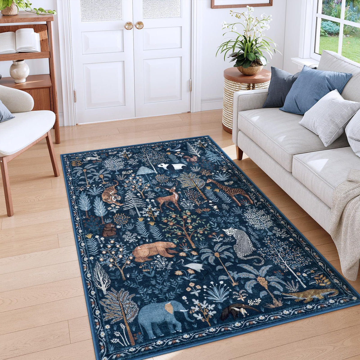 OJIA Jungle Print 5x7 Area Rugs for Living Room Green Soft Washable Rugs