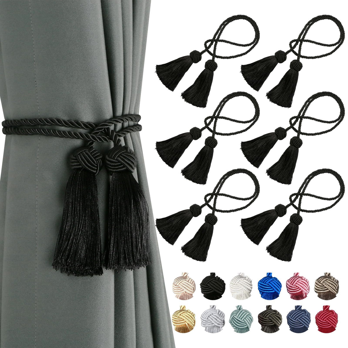 BEL AVENIR 2 Pack Handmade Rope Tassel Curtain Tiebacks