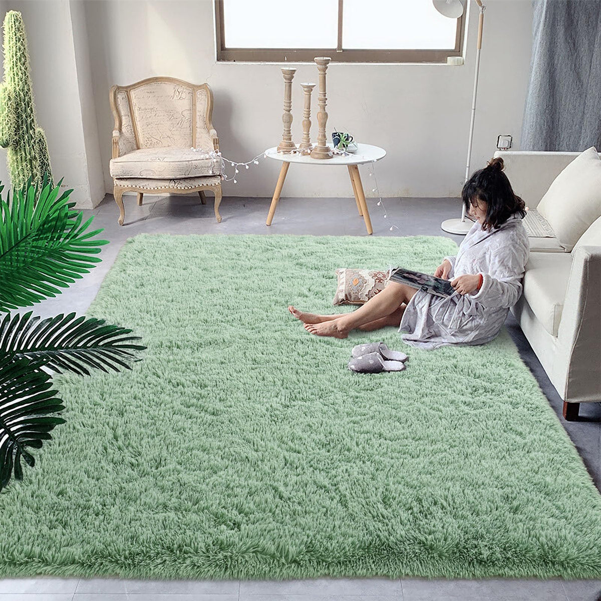 DweIke Fluffy Black White Rugs for Bedroom Living Room, 4x6 Feet Soft Plush Shaggy Cow Hide Print Girls Boys Kids Rug, Non-Slip and Machine Washable Carpet for Dorm Nursery Classroom Decor