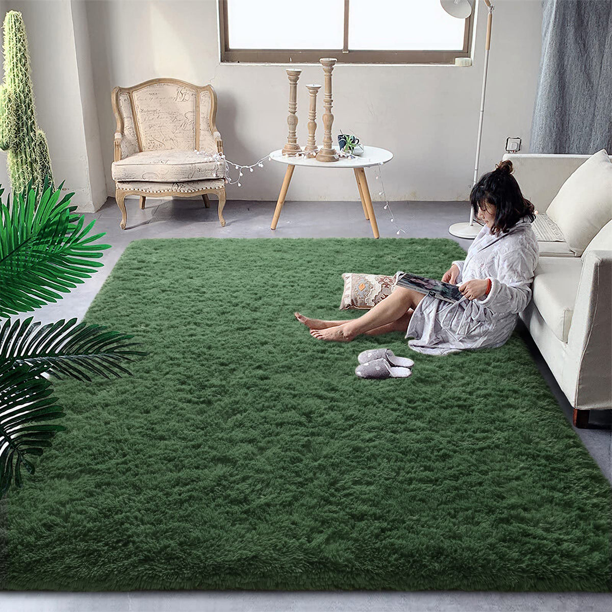 DweIke Fluffy Black White Rugs for Bedroom Living Room, 4x6 Feet Soft Plush Shaggy Cow Hide Print Girls Boys Kids Rug, Non-Slip and Machine Washable Carpet for Dorm Nursery Classroom Decor
