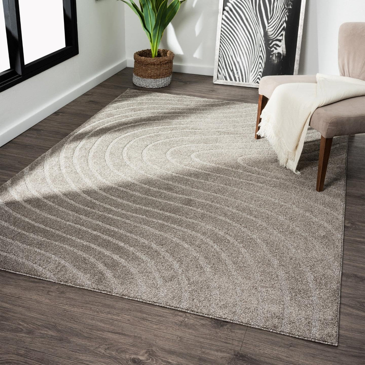 LUXE WEAVERS Modern Geometric Wave Cream 6x9 Area Rug
