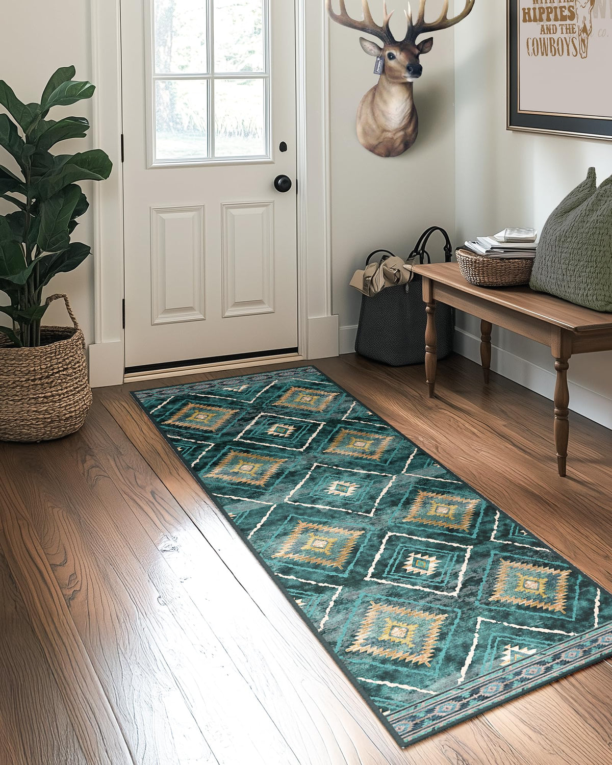 BESTSWEETIE 5'x7' Washable Area Rug for Living Room Bedroom Yellowbrown