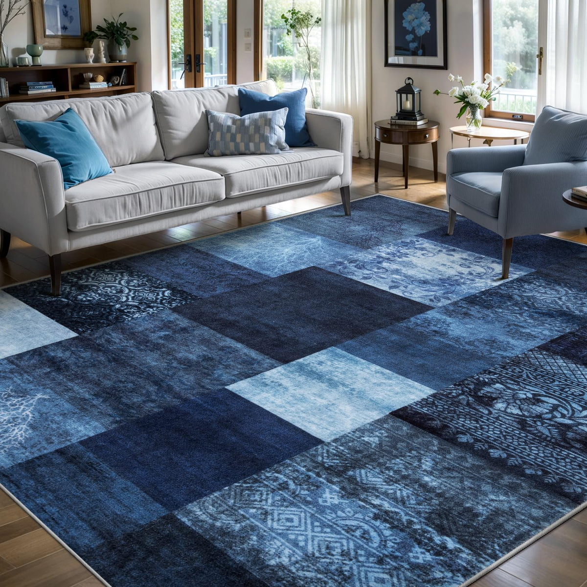 Ciicool 6x9 Area Rug Living Room Rug, Soft Geometric Washable Carpet Brown