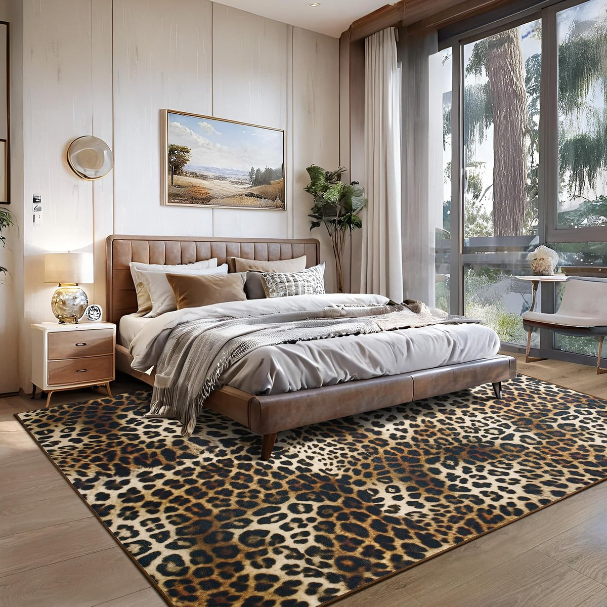 Foxmas 4x6 Leopard Area Rugs for Living Room