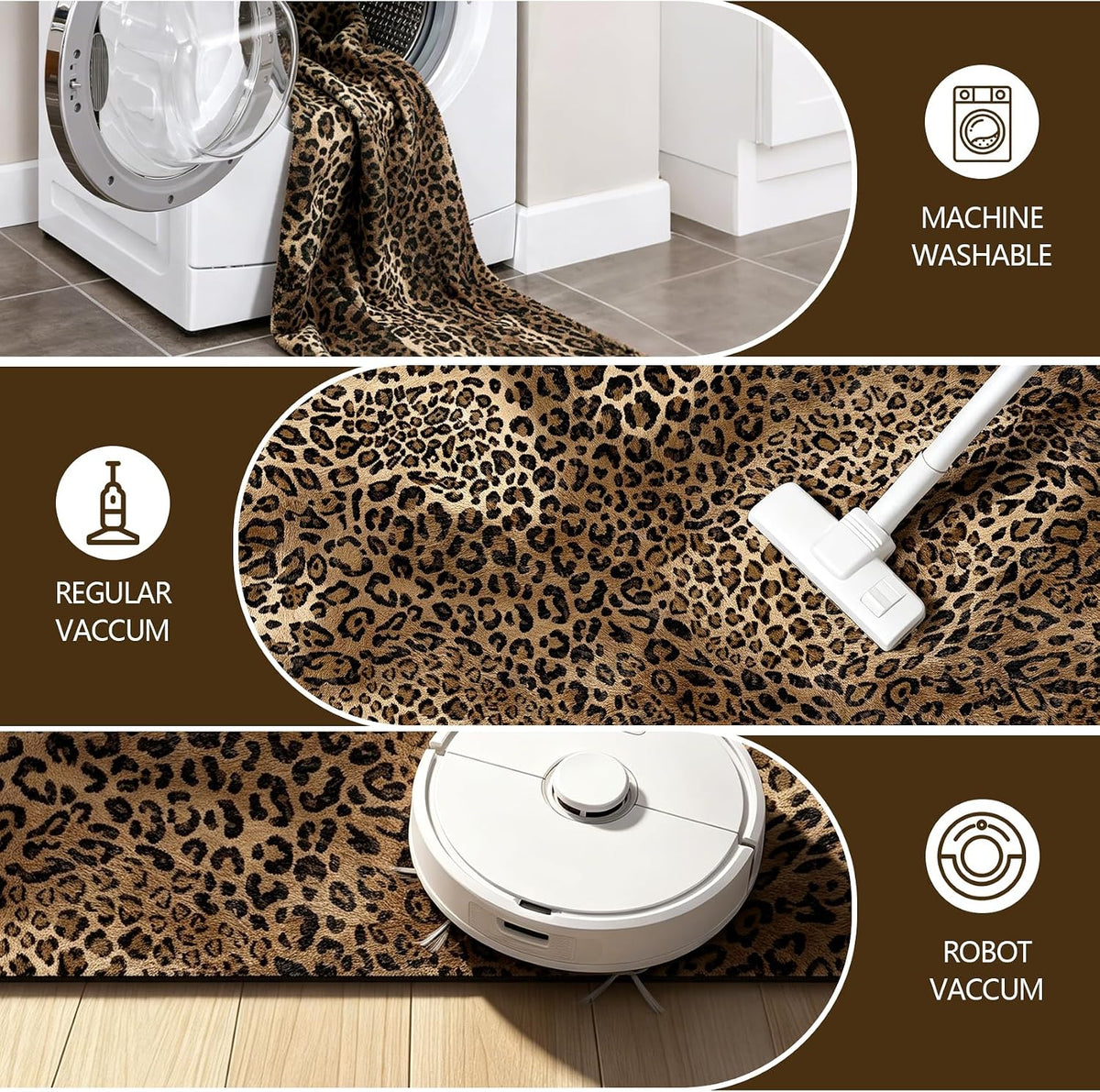 5X7 Leopard Rug,Soft Low Pile Non Slip Cheetah Print Carpet for Bedroom,Brown Animal Print Area Rugs for Living Room Dining Room Safari