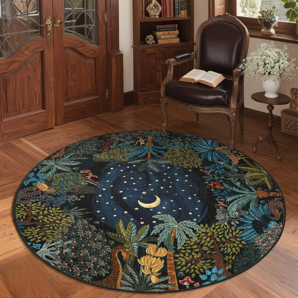GarveeHome 5x7 Jungle Area Rug Washable Rugs for Living Room Bedroom, Soft Low Pile Non Slip Accent Floor Mat Animal Print Throw Rug Indoor Carpet Dining Room Playroom