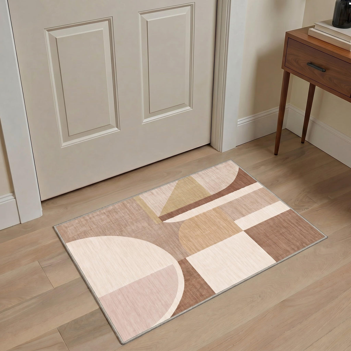 BEIMO 5x7 Washable Area Rugs, Green Mid Century Modern Rug for Bedroom