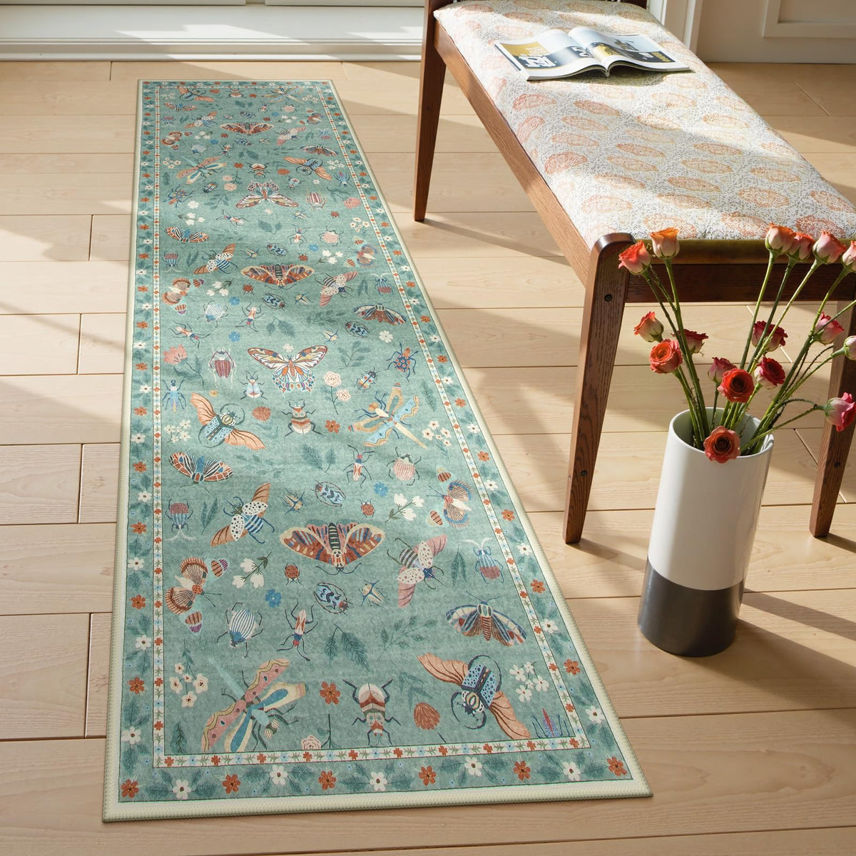 Lahome Insect 5x7 Area Rugs, Soft Bug Washable Rugs for Bedroom Living Room