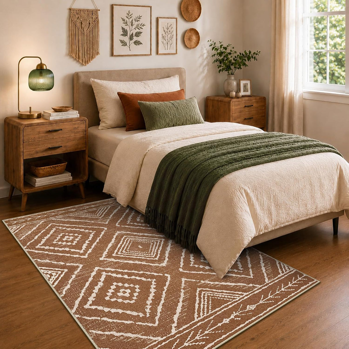 BESTSWEETIE 5'x7' Washable Area Rug for Living Room Bedroom Yellowbrown