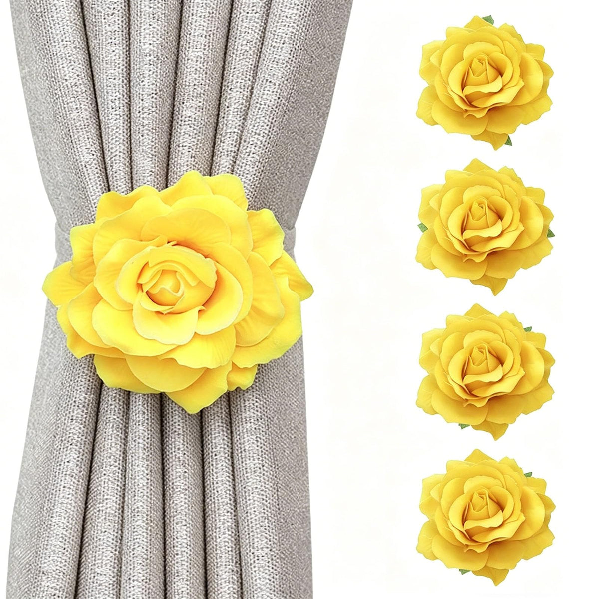 Magnetic Curtain Tiebacks, Rose Flower Tie Backs Rope