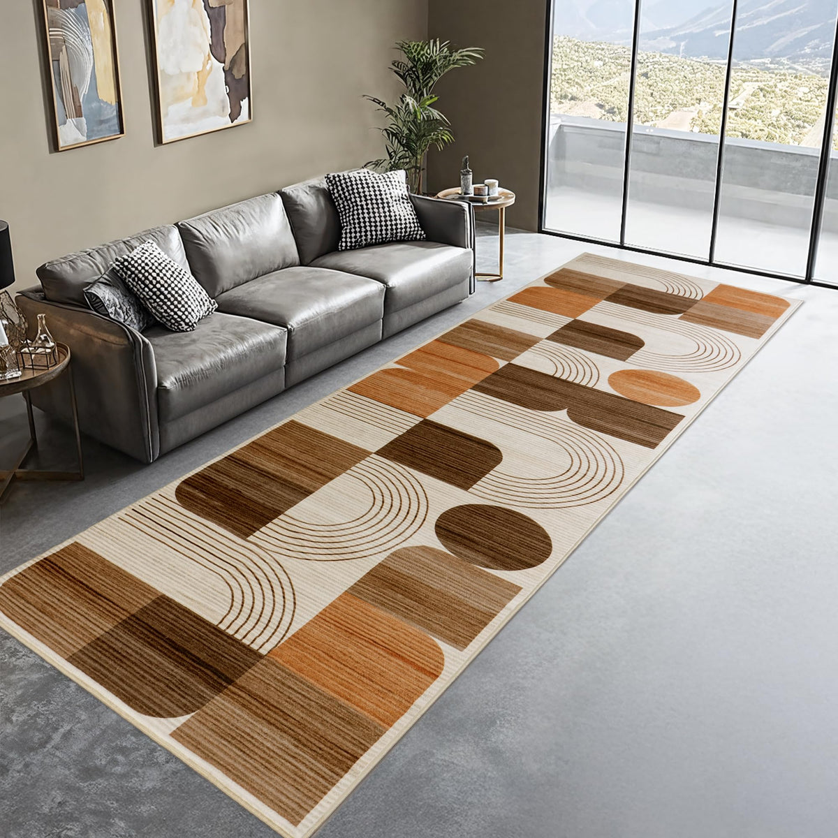 Soft Modern Geometric Abstract Large Machine Washable 5x7 Area Rug
