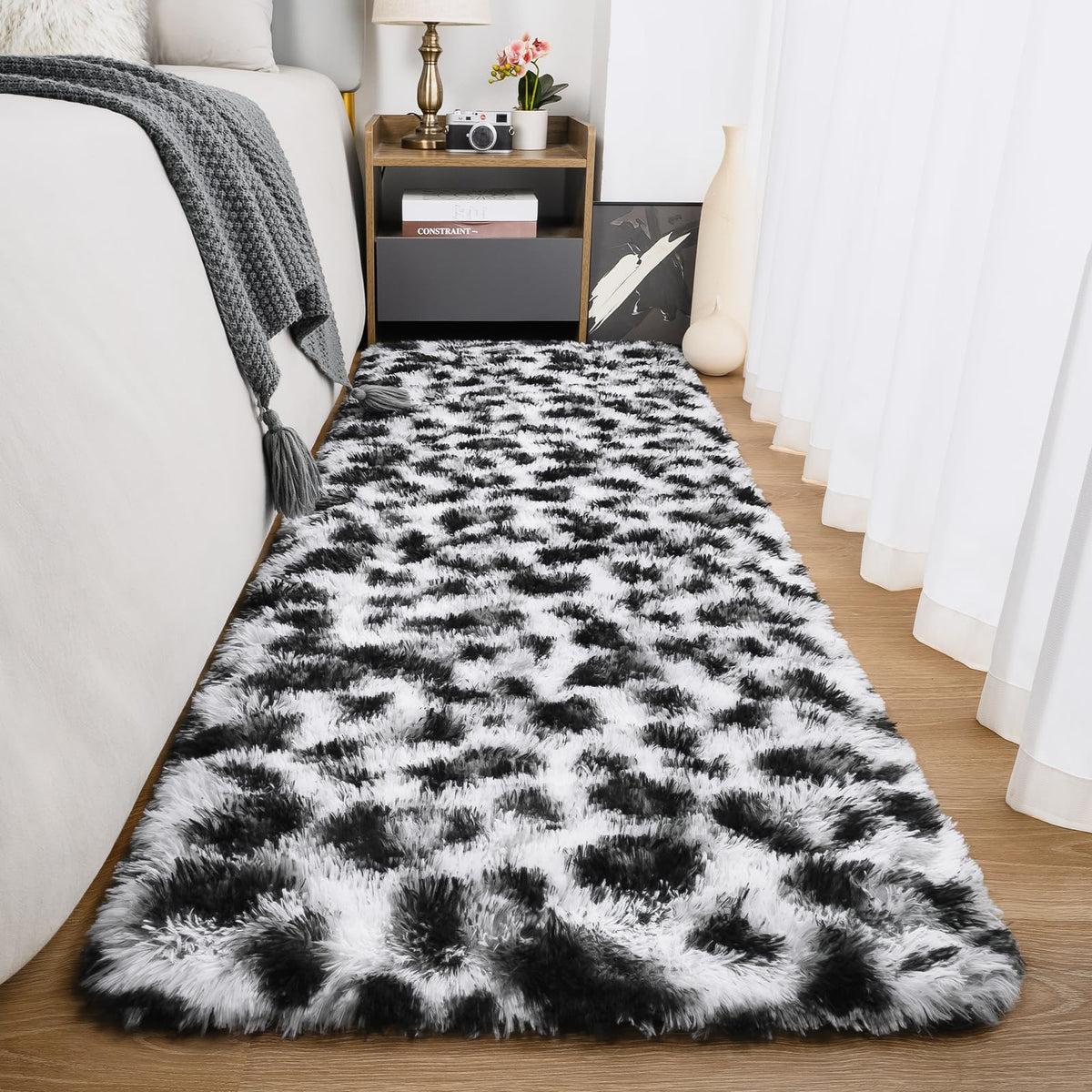 Amearea Fluffy Leopard Rug, Premium Cheetah Print Rugs, Khaki 4x6