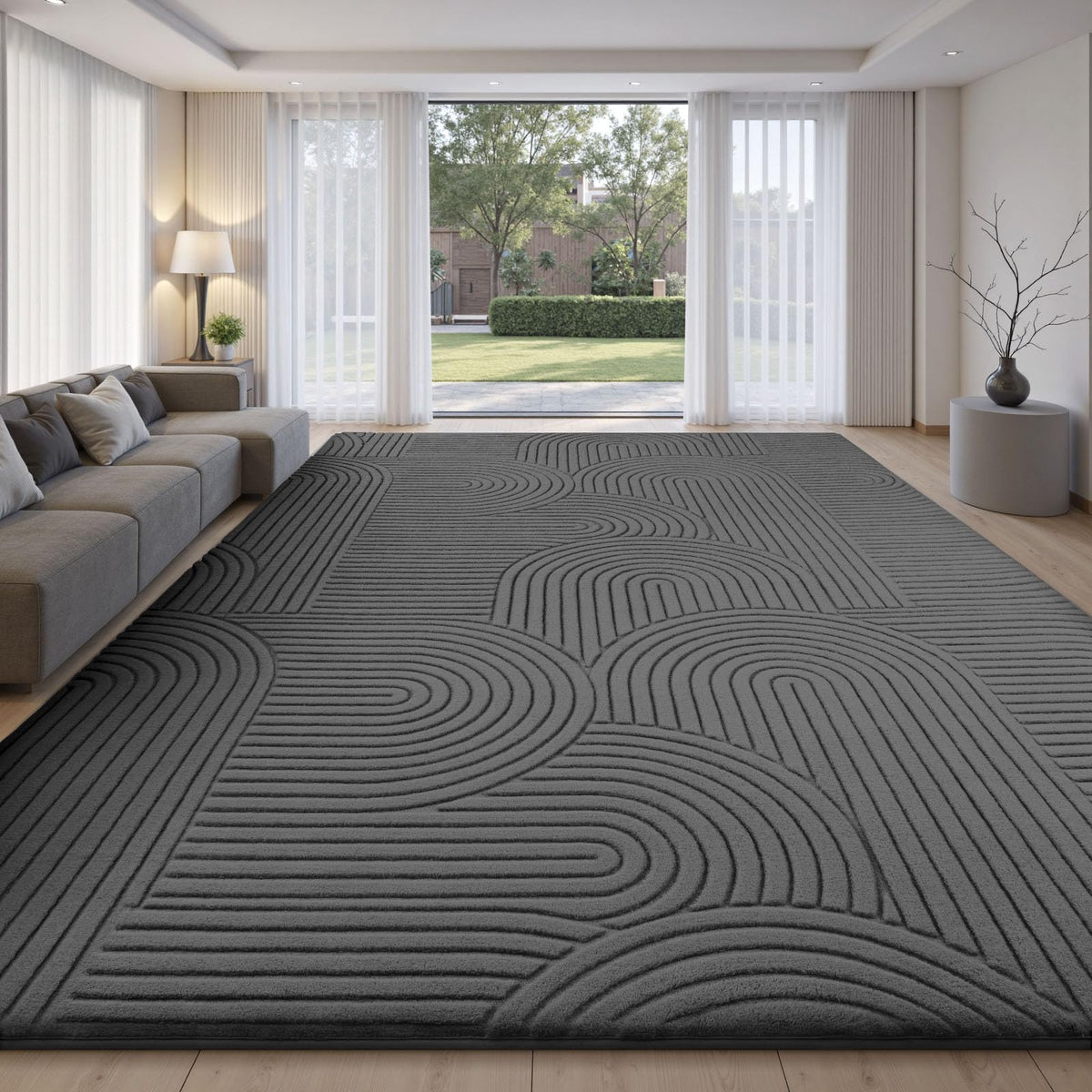 Sour Lemon Area Rugs 9x12 Living Room Bedroom, Grey Rug Large Carpet
