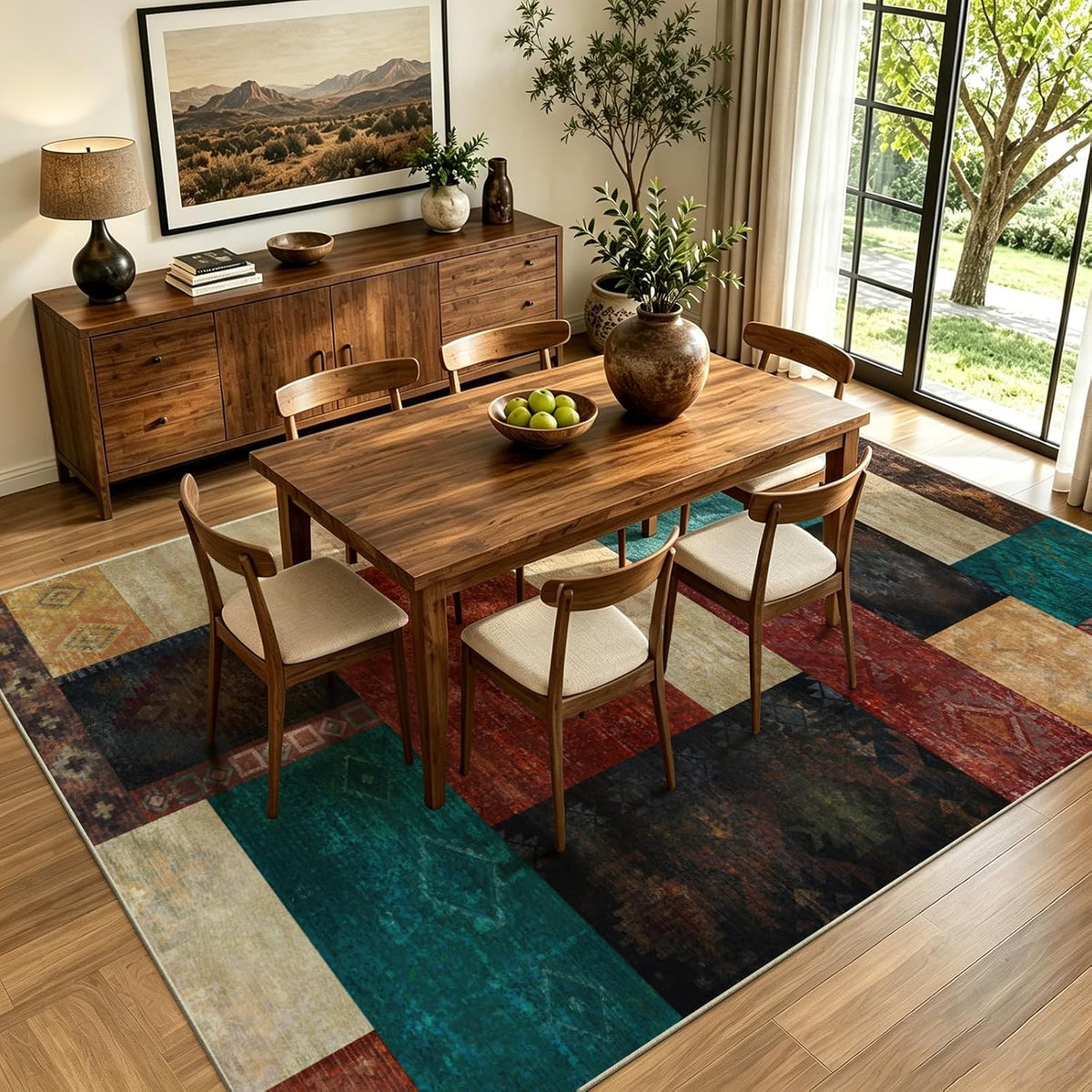 Yinhua Living Room Rug 5x7 Geometric Area Rugs Washable Non Slip, Colofrul