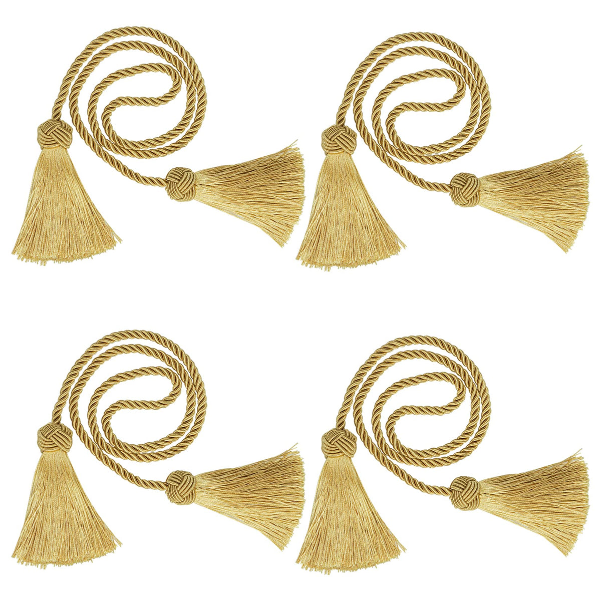4 Pack Curtain Tiebacks Window Curtain Tiebacks Decorative Tassels Tieback Gold Rope with Tassels for Home Window Office Decoration(Gold)