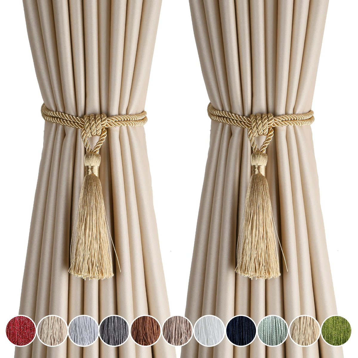 4 Pack Curtain Tiebacks Handmade Tassel Rope Curtain Holdbacks