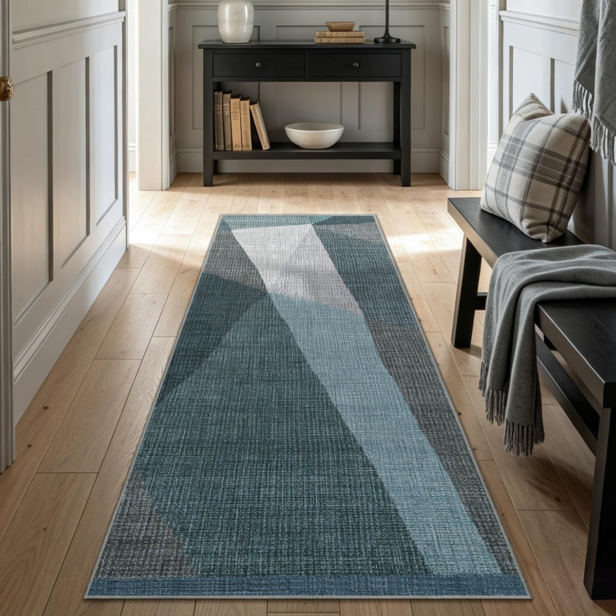 YIHOUSE Geometric Area Rug, Washable Non-Slip Low Pile, Brown, 5 x 7 ft