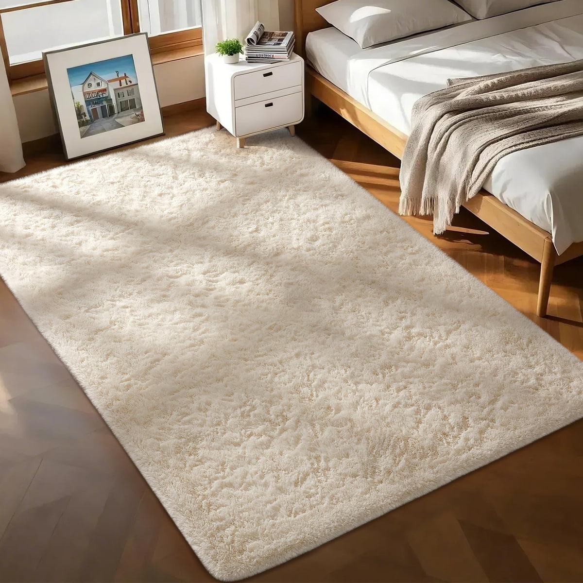 Ophanie Leopard Rugs for Bedroom Living Room, Cheetah Print Rug Fluffy Shag Large Fuzzy Plush Soft Throw,Large Shaggy Floor Faux Animal Throw 4x6 Carpets,Decor Aesthetic with Over 99 pcs Pile fibers