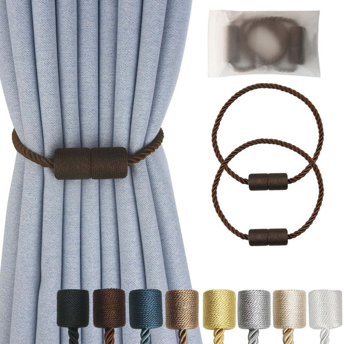 Magnetic Curtain Tiebacks Decorative Holdbacks Rope Tie Back Drapes Hangtty