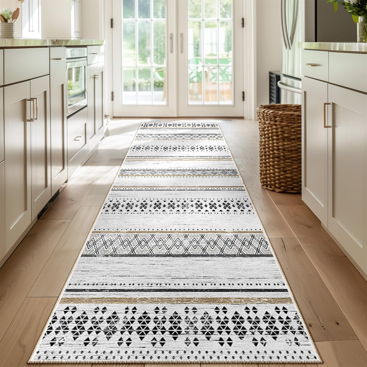 8x10 Washable Area Rugs for Living Room Boho Bedroom Rug Black/Brown