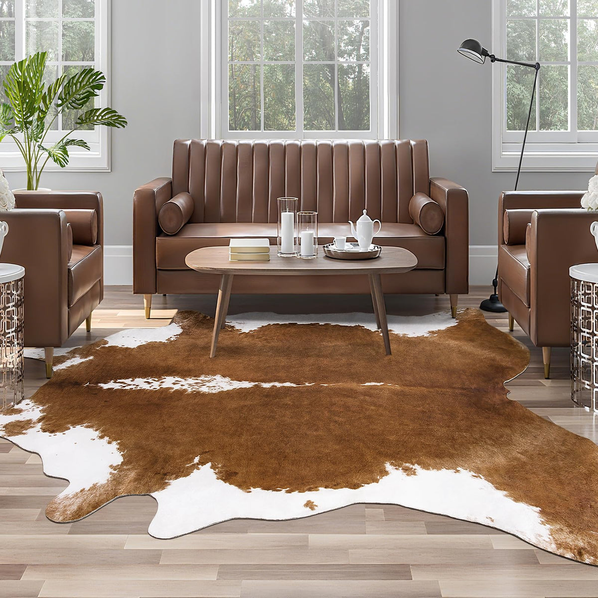 AROGAN Premium Leopard Print Rug, Faux Cheetah Rugs, Non-Slip 4.6 x 5.2 Ft