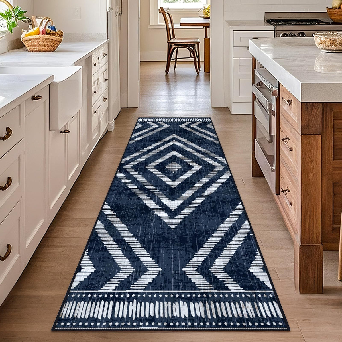Boho Washable Rugs 5x7ft Non Slip, Low Pile Area Rug for Living Room, Brown Moroccan Bedroom Carpets, Non Shedding Soft Floor Carpet for Dining Room Bathroom Nursery Kitchen Office