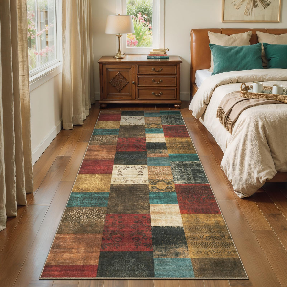 Ciicool 6x9 Area Rug Living Room Rug, Soft Geometric Washable Carpet Brown