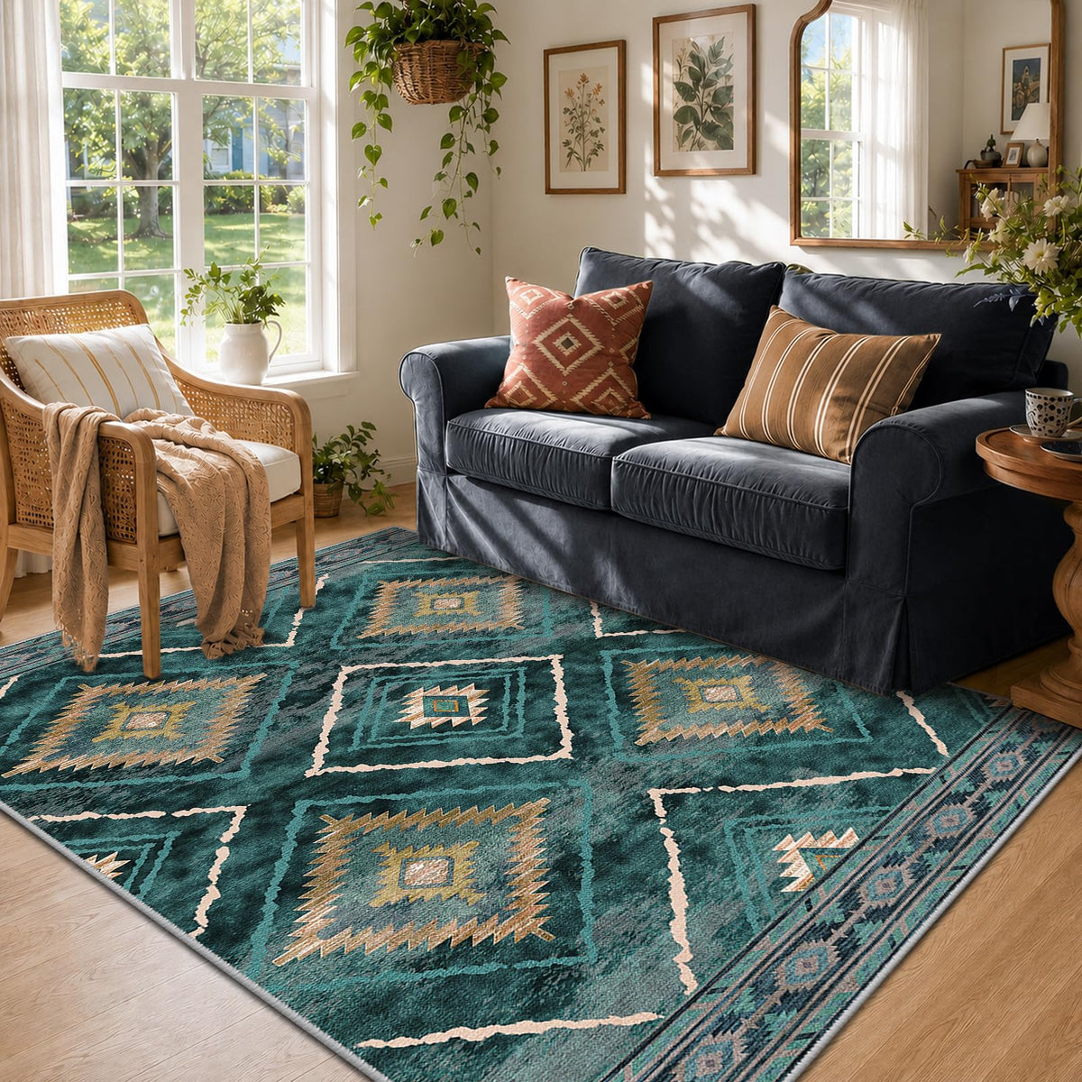 BESTSWEETIE 5'x7' Washable Area Rug for Living Room Bedroom Yellowbrown