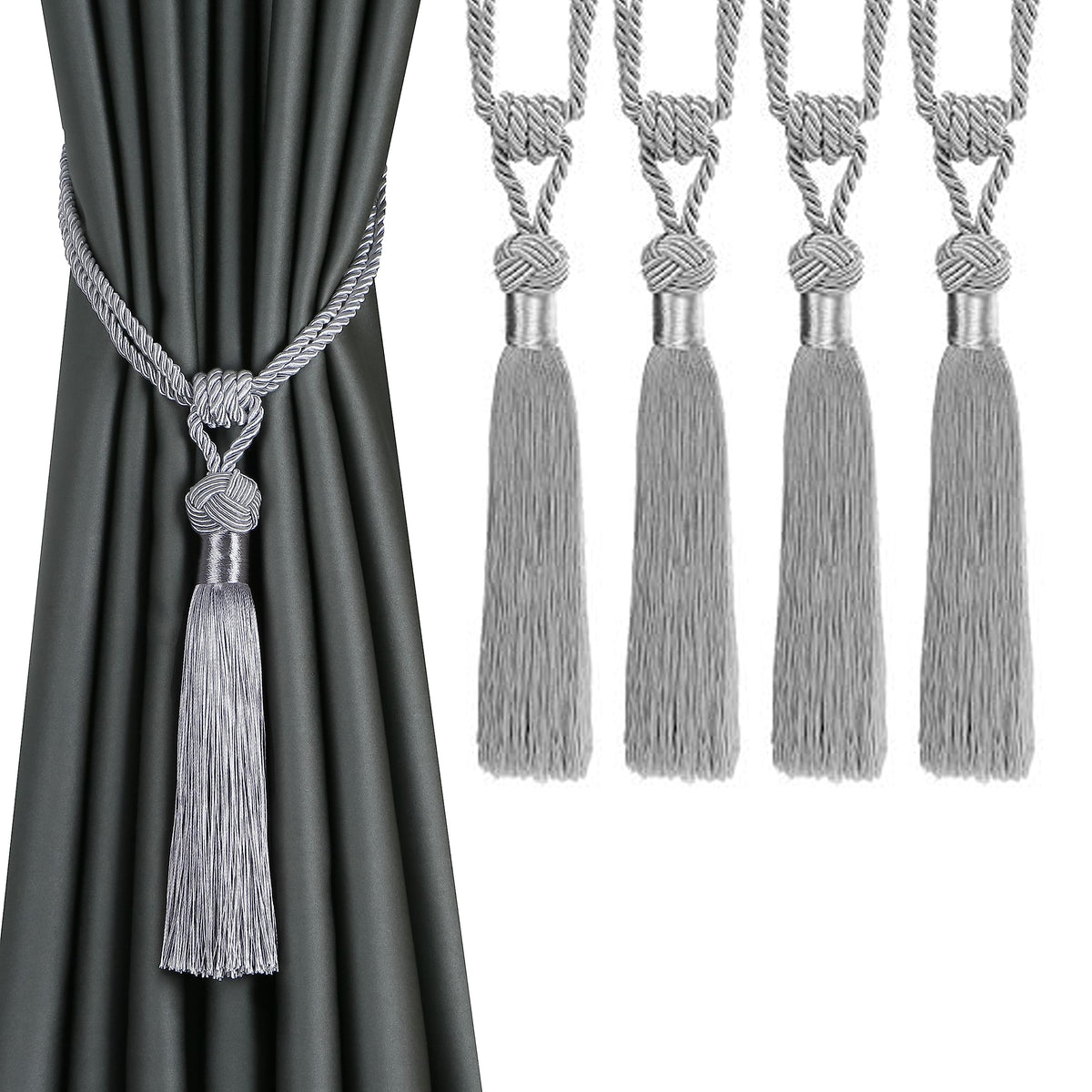 BEL AVENIR 2 Pack Curtain Tiebacks Hand-Woven Tassels Holdbacks