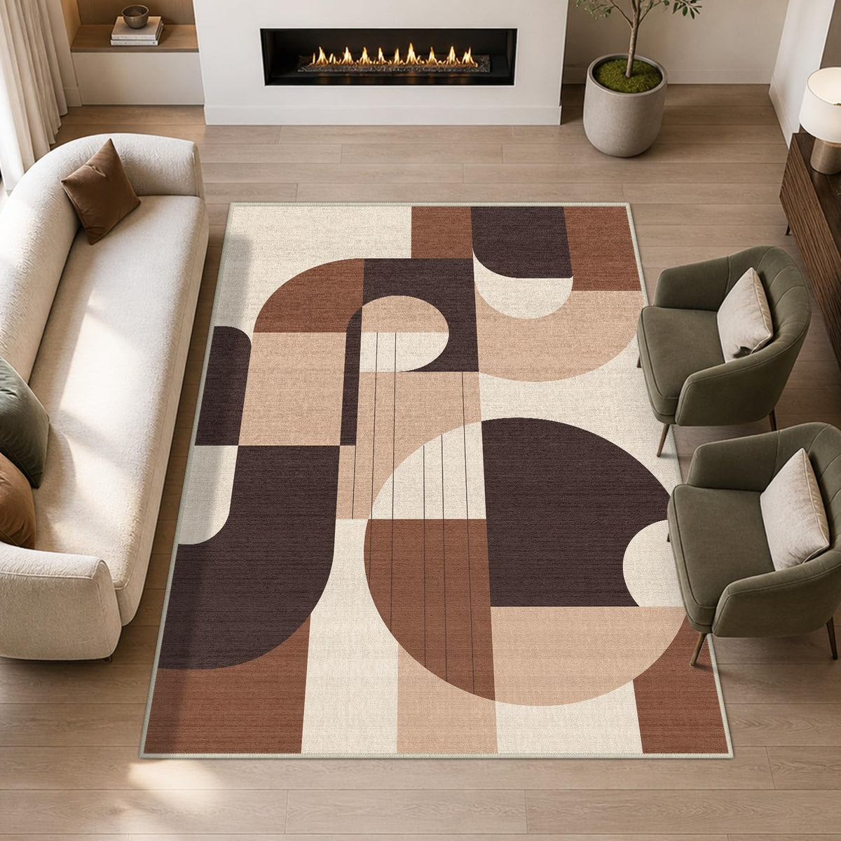 5x7 Area Rug Colorful Boho Geometric Carpet Modern Abstract Large Rug for Living Room Bedroom Machine Washable Non-Slip Rug for Dining Room Kids Playroom Office