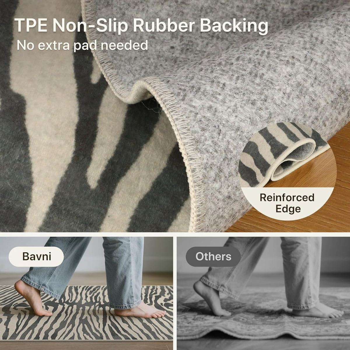 Bavni Zebra Print Rugs 5x7 Washable Area Carpet for Bedroom Living Room