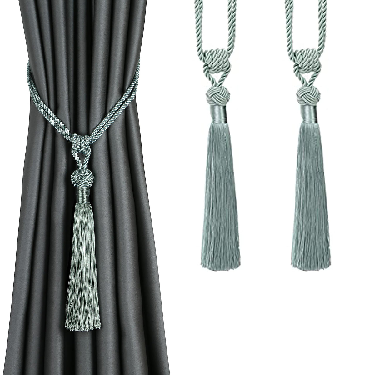 BEL AVENIR 2 Pack Curtain Tiebacks Hand-Woven Tassels Holdbacks
